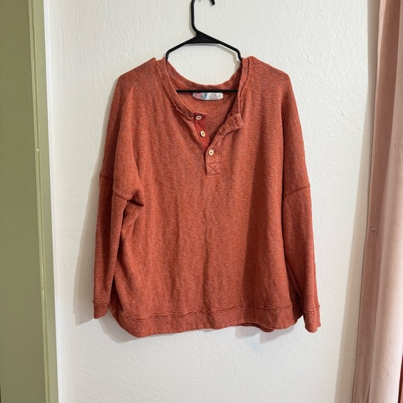 Free People FP Beach Sleep To Dream Henley Pullover Sweater Orange S - Picture 6 of 6